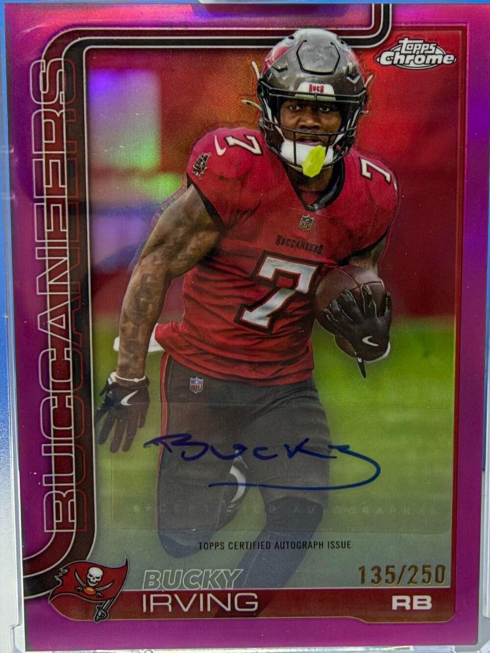 2025 Topps Chrome Bucky Irving Auto Pink Refractor /250 Buccaneers